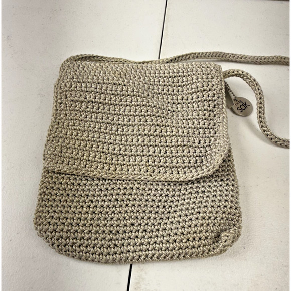 The Sak Vintage Crochet Crossbody Bag – Brown/Tan – Y2K Boho‎ Woven Purse - Picture 1 of 6